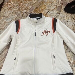 Harley-Davidson Cream and Black Jacket with Orange Accents
